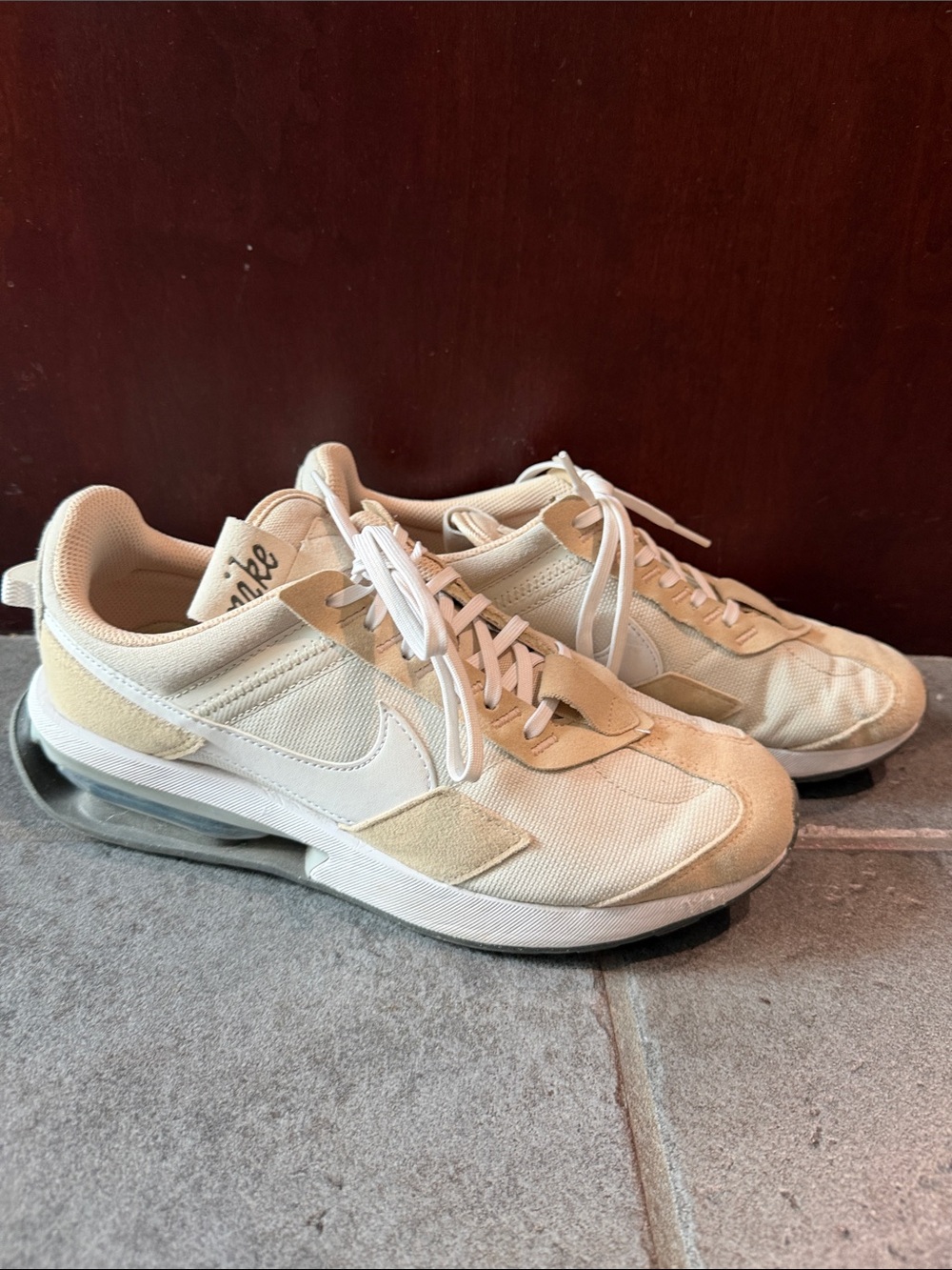 Nike Women’s Cream and White Air-Cushioned Casual Sneakers